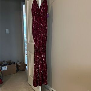 Windsor Burgundy Sequin Maxi Dress